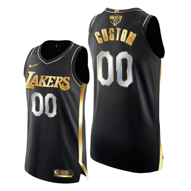 Men's Los Angeles Lakers Custom #00 NBA 2020-21 Authentic Golden Limited Edition Finals Black Basketball Jersey PRS3083AF